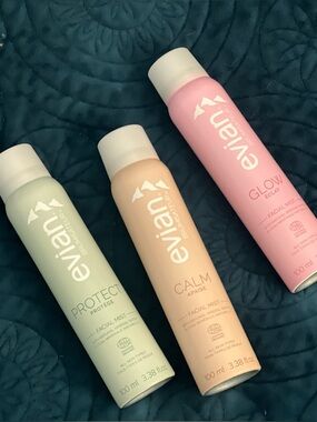 Evian Facial Mist Trio - Protect, Calm & Glow (Green, Peach, Pink)